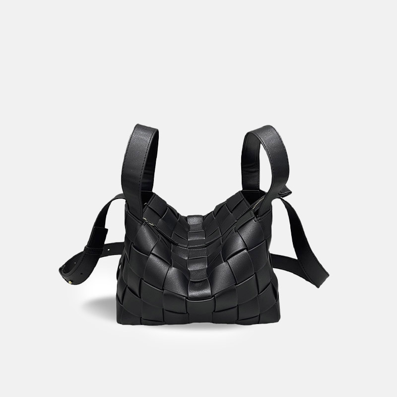 Sac à main en cuir fendu et tissé pour femmes