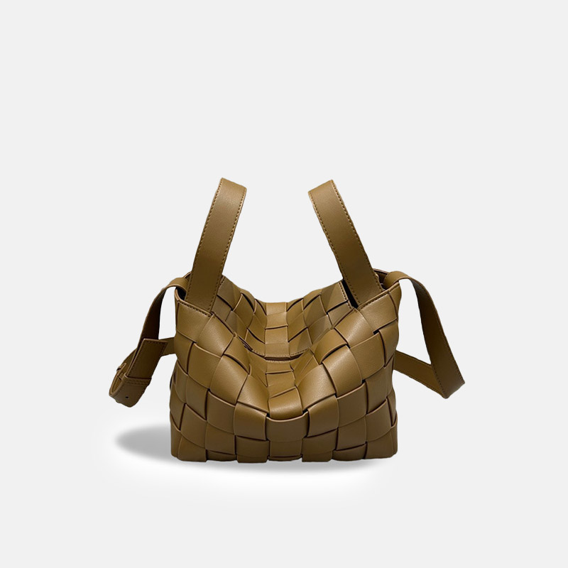 Sac à main en cuir fendu et tissé pour femmes