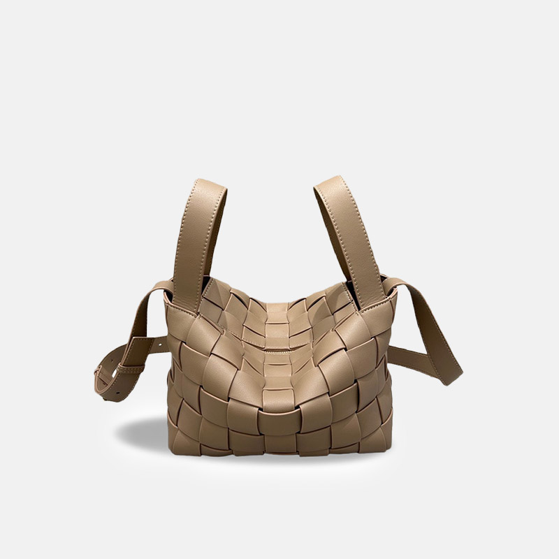 Sac à main en cuir fendu et tissé pour femmes