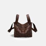Sac à main en cuir fendu et tissé pour femmes