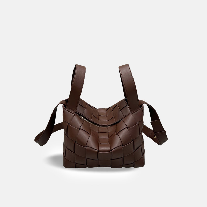 Sac à main en cuir fendu et tissé pour femmes