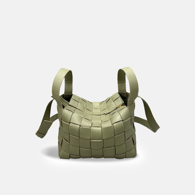 Sac à main en cuir fendu et tissé pour femmes