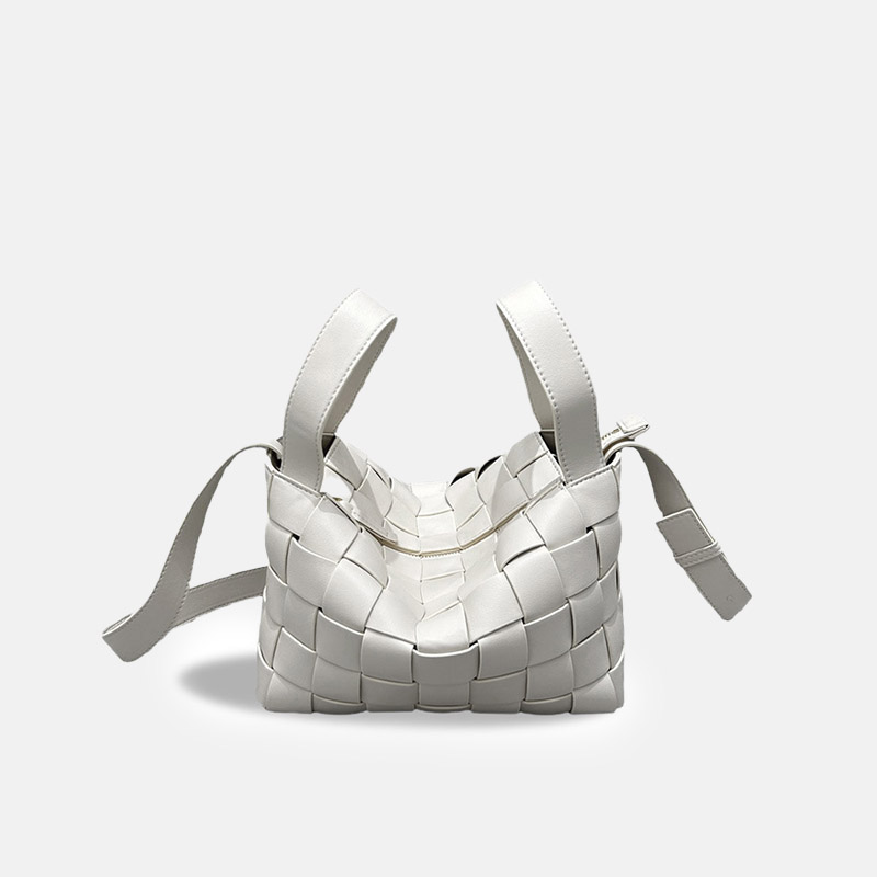 Sac à main en cuir fendu et tissé pour femmes