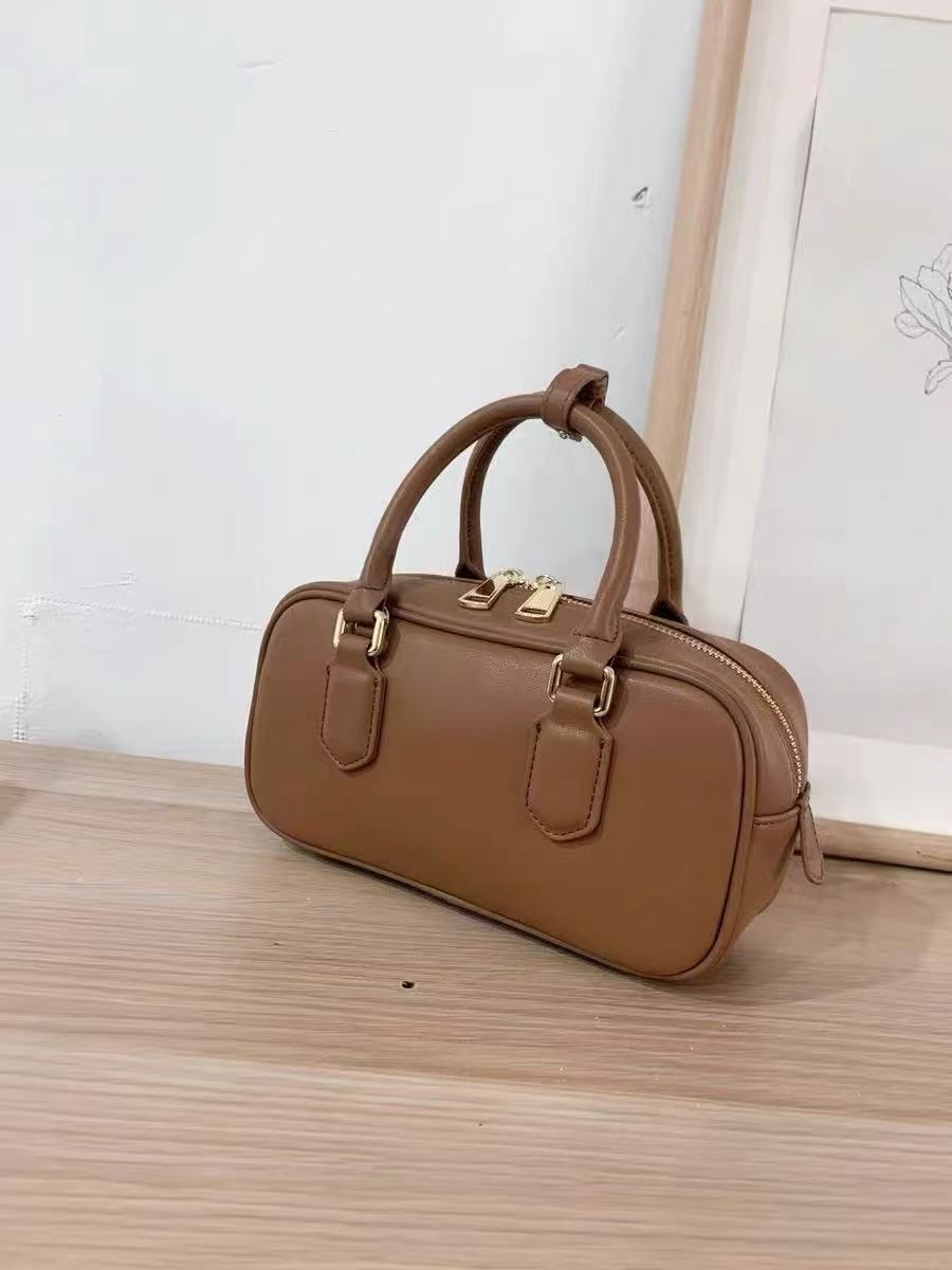 Sac à main Minimalist Genuine Leather Zip Closure Boston Handbag pour femmes photo review