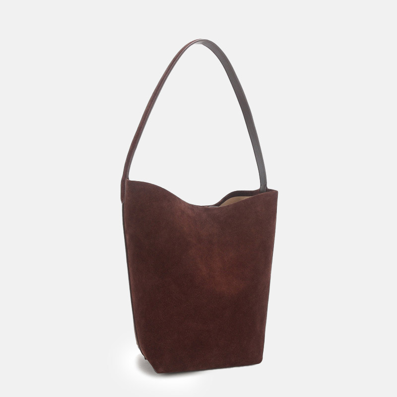 Women's Coffee Vintage Suede Top-Grain Leather Shoulder Bucket Bag