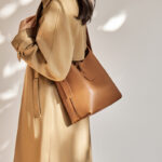 Women's Minimalist Split Leather Shoulder Bucket Bag