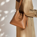 Women's Minimalist Split Leather Shoulder Bucket Bag