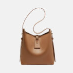 Women's Minimalist Split Leather Shoulder Bucket Bag