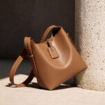 Women's Minimalist Split Leather Shoulder Bucket Bag