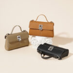 Women's Minimalist Top Grain Leather Crossbody Shoulder Handbag In Silver Hardware