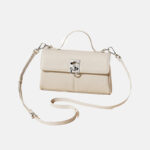 Women's Minimalist Top Grain Leather Crossbody Shoulder Handbag In Silver Hardware