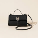 Women's Minimalist Top Grain Leather Crossbody Shoulder Handbag In Silver Hardware