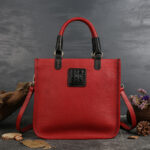 Women's Minimalist Top-Grain Leather Crossbody Shoulder Tote Bag