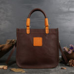 Women's Minimalist Top-Grain Leather Crossbody Shoulder Tote Bag