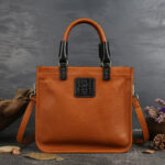 Women's Minimalist Top-Grain Leather Crossbody Shoulder Tote Bag