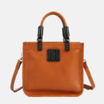 Women's Minimalist Top-Grain Leather Crossbody Shoulder Tote Bag