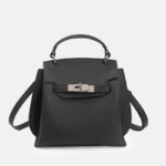 Women's Minimalist Top Grain Leather Shoulder Handbag In Silver Hardware