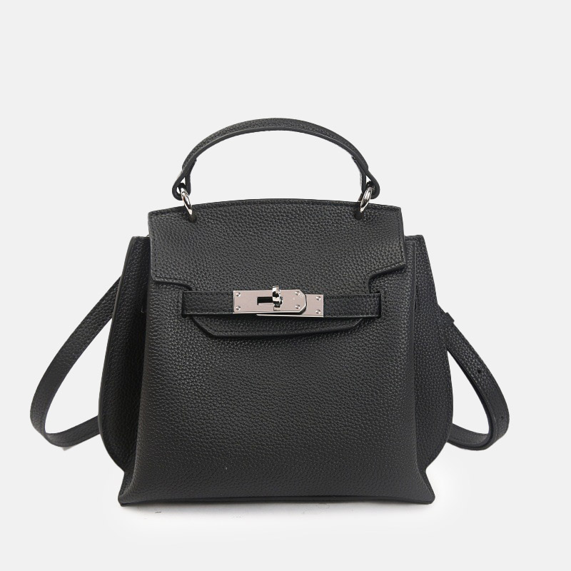 Sac à main minimaliste en cuir de première qualité pour femmes, avec des accessoires en argent