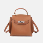 Women's Minimalist Top Grain Leather Shoulder Handbag In Silver Hardware