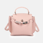 Women's Minimalist Top Grain Leather Shoulder Handbag In Silver Hardware