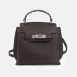 Women's Minimalist Top Grain Leather Shoulder Handbag In Silver Hardware