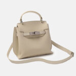 Women's Minimalist Top Grain Leather Shoulder Handbag In Silver Hardware
