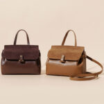 Women's Minimalist Top Grain Leather & Suede Leather Crossbody Handbag