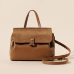 Women's Minimalist Top Grain Leather & Suede Leather Crossbody Handbag