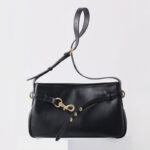 Sac à bandoulière en cuir fendu vintage pour femmes, avec quincaillerie dorée