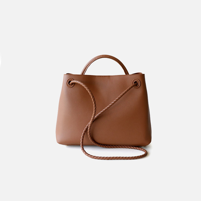 Sac fourre-tout en cuir fendu vintage pour femmes avec nœud en or