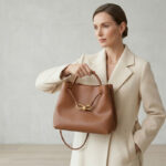 Sac fourre-tout en cuir fendu vintage pour femmes avec nœud en or