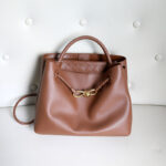 Sac fourre-tout en cuir fendu vintage pour femmes avec nœud en or