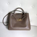 Sac fourre-tout en cuir fendu vintage pour femmes avec nœud en or