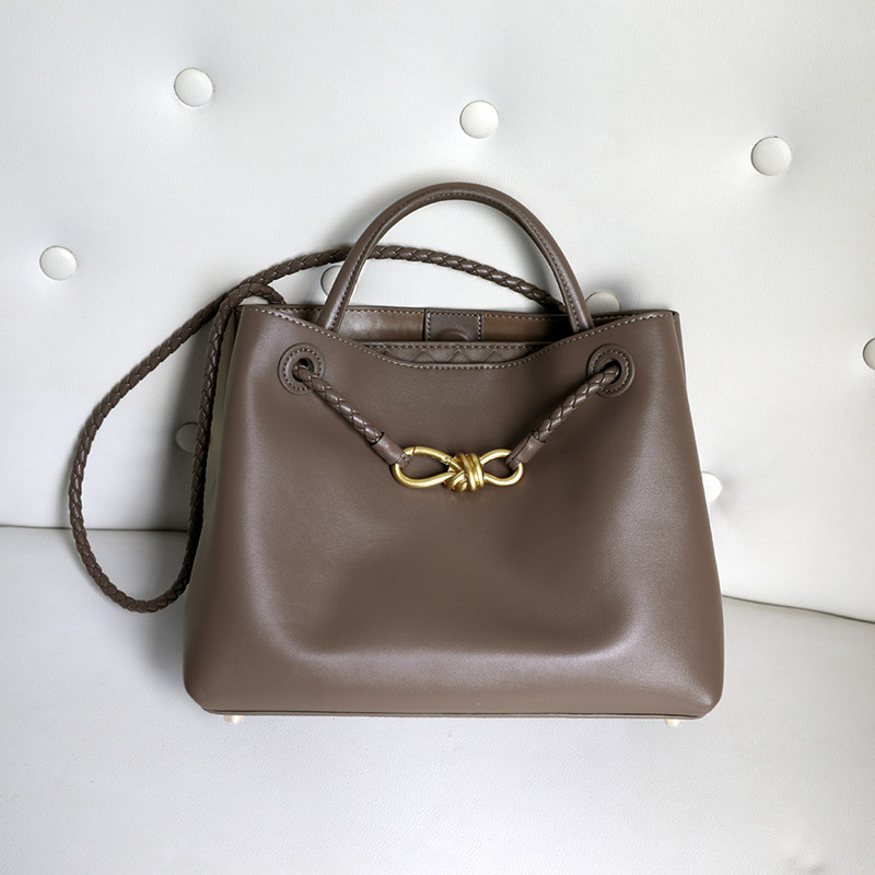 Sac fourre-tout en cuir fendu vintage pour femmes avec nœud en or