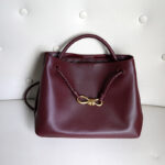 Sac fourre-tout en cuir fendu vintage pour femmes avec nœud en or