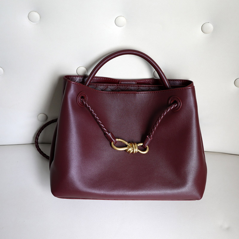 Sac fourre-tout en cuir fendu vintage pour femmes avec nœud en or