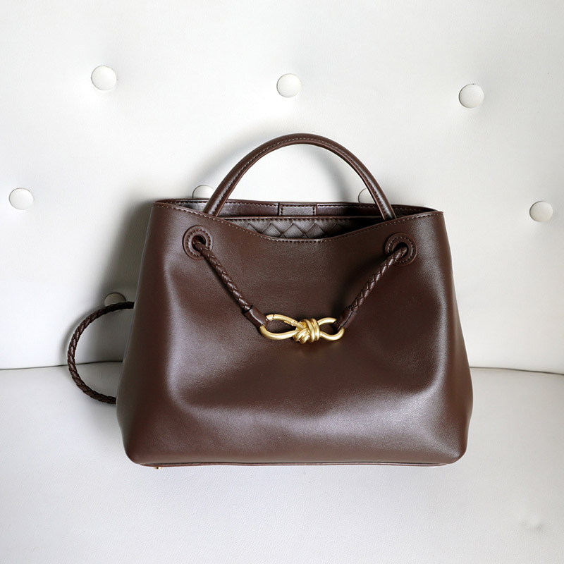 Sac fourre-tout en cuir fendu vintage pour femmes avec nœud en or
