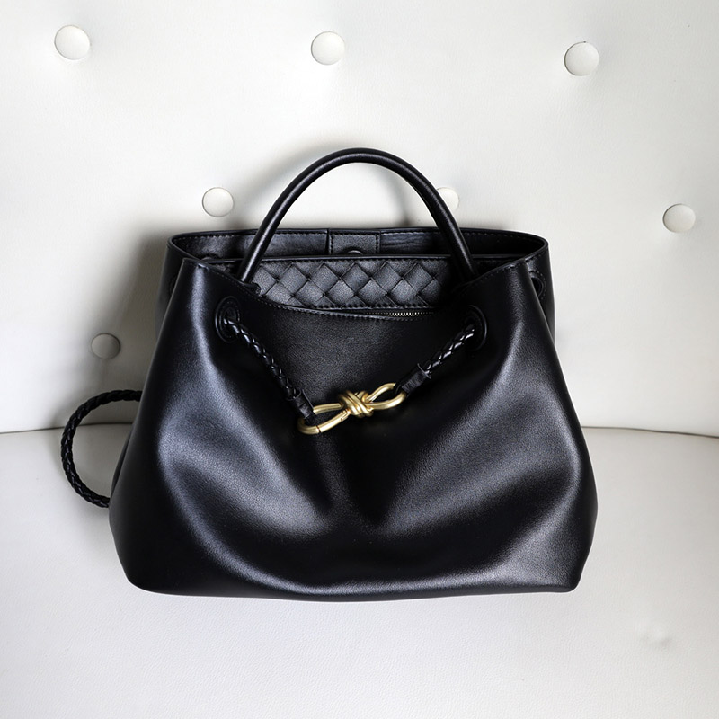 Sac fourre-tout en cuir fendu vintage pour femmes avec nœud en or