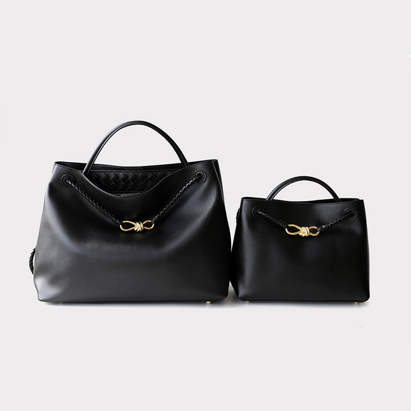Sac fourre-tout en cuir fendu vintage pour femmes avec nœud en or