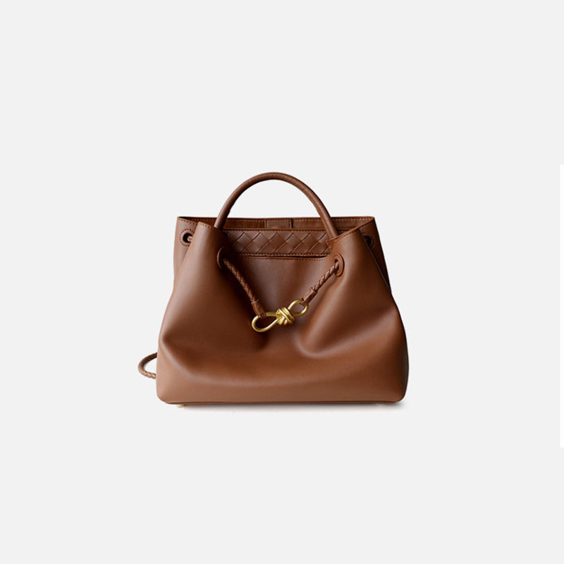 Damen Vintage Split Leder Umhängetasche In Gold Bow Hardware