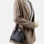 Women's Vintage Top-Grain Leather Lychee Texture Shell-Shaped Handbag