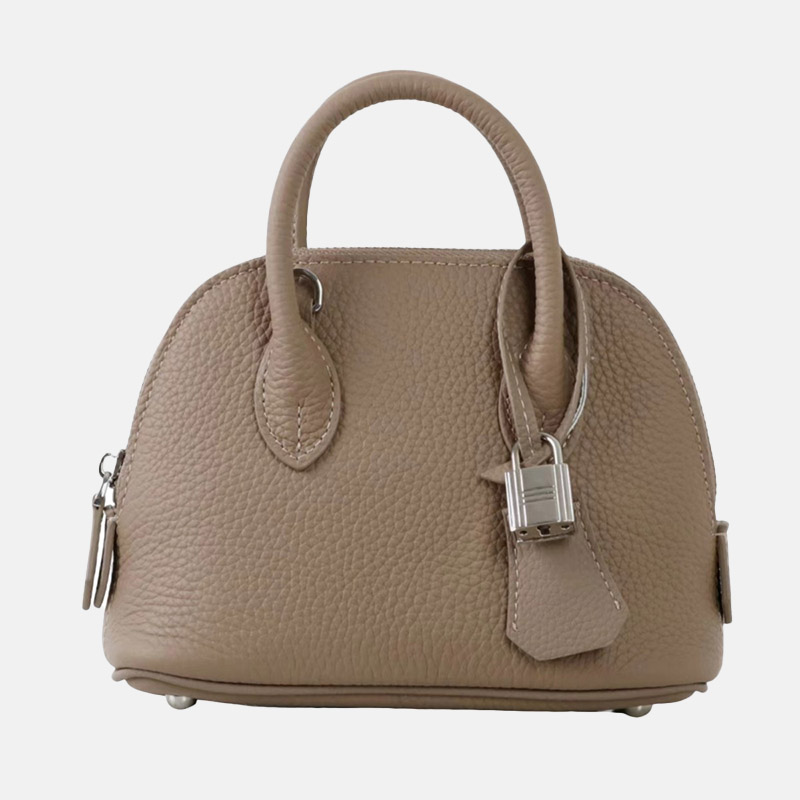 Women's Vintage Top-Grain Leather Lychee Texture Shell-Shaped Handbag