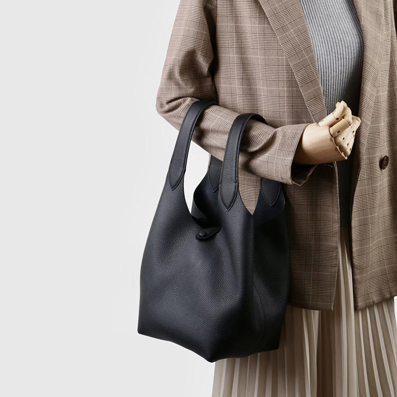Sac à main vintage à bandoulière en cuir de grain supérieur et texture litchi pour femmes