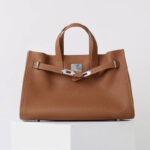 Women's Vintage Top Grain Leather Shoulder Tote Bag In Silver Hardware