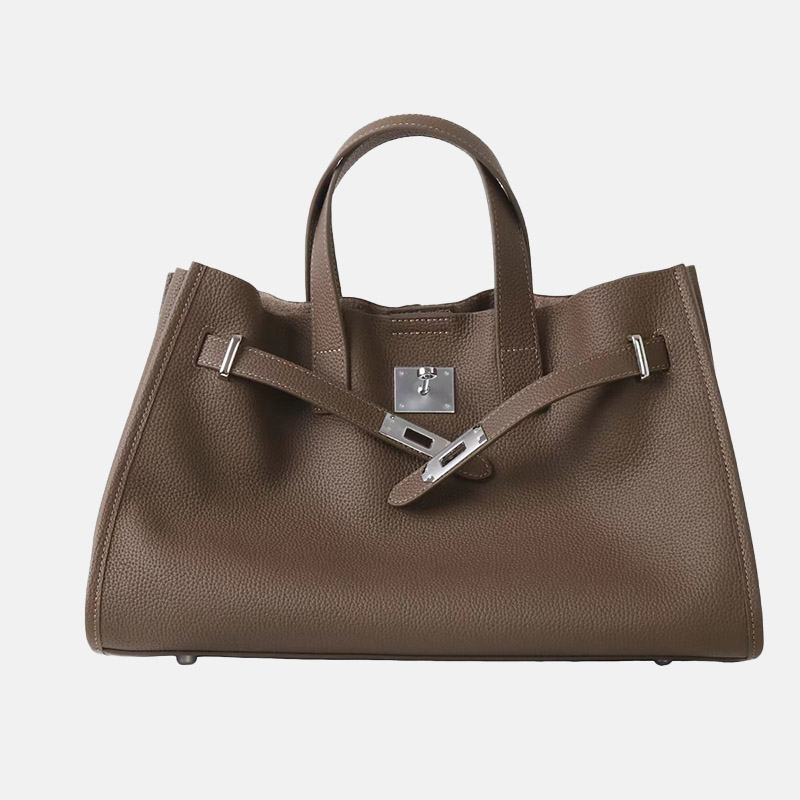 Sac fourre-tout vintage en cuir de première qualité pour femmes, avec accessoires en argent