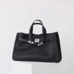 Women's Vintage Top Grain Leather Shoulder Tote Bag In Silver Hardware