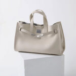 Women's Vintage Top Grain Leather Shoulder Tote Bag In Silver Hardware