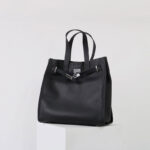 Women's Vintage Top Grain Leather Tote Bags In Silver Hardware