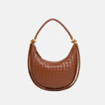 Sac à main vintage en forme de croissant tissé pour femmes