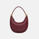Sac à main vintage en forme de croissant tissé pour femmes